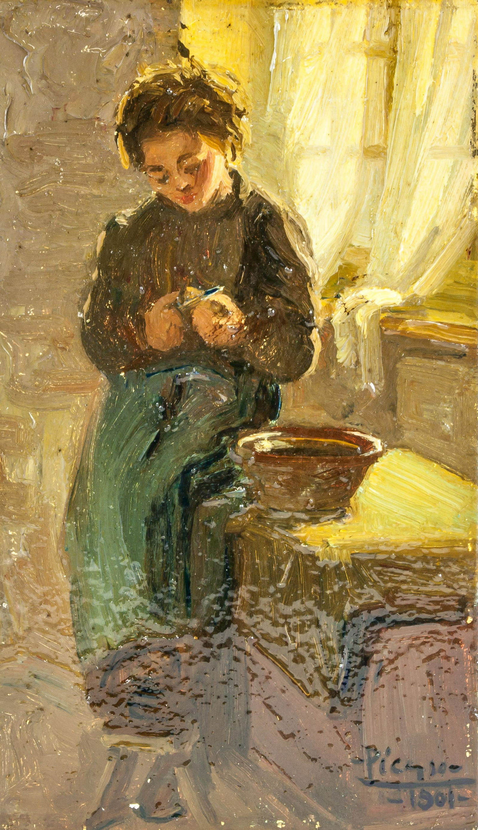 Pablo Picasso Spanish Cubist Oil on Board "1901" (1 of 5)