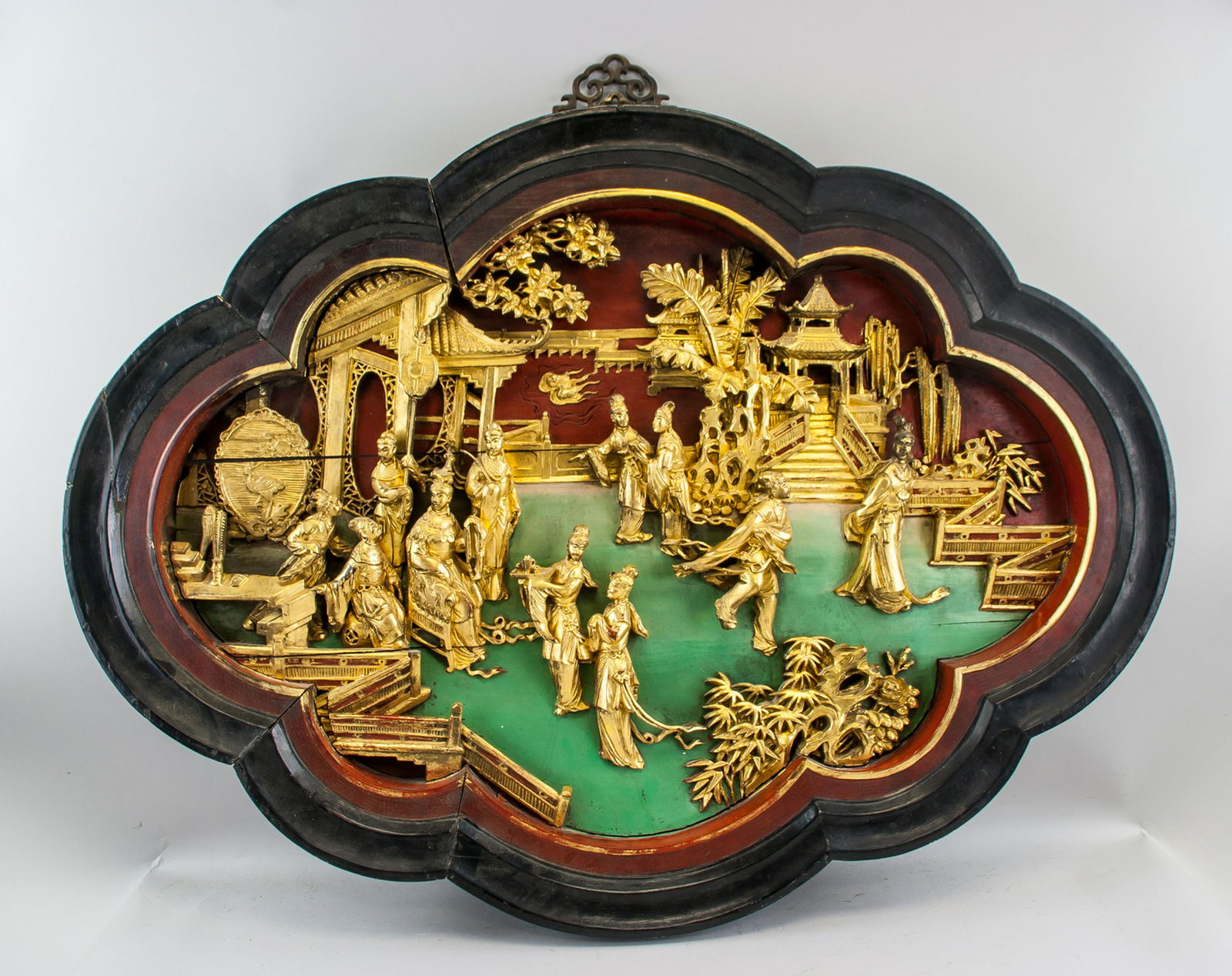 9Large Chinese Gilt Wood Carved Hanging Plaque (1 of 6)