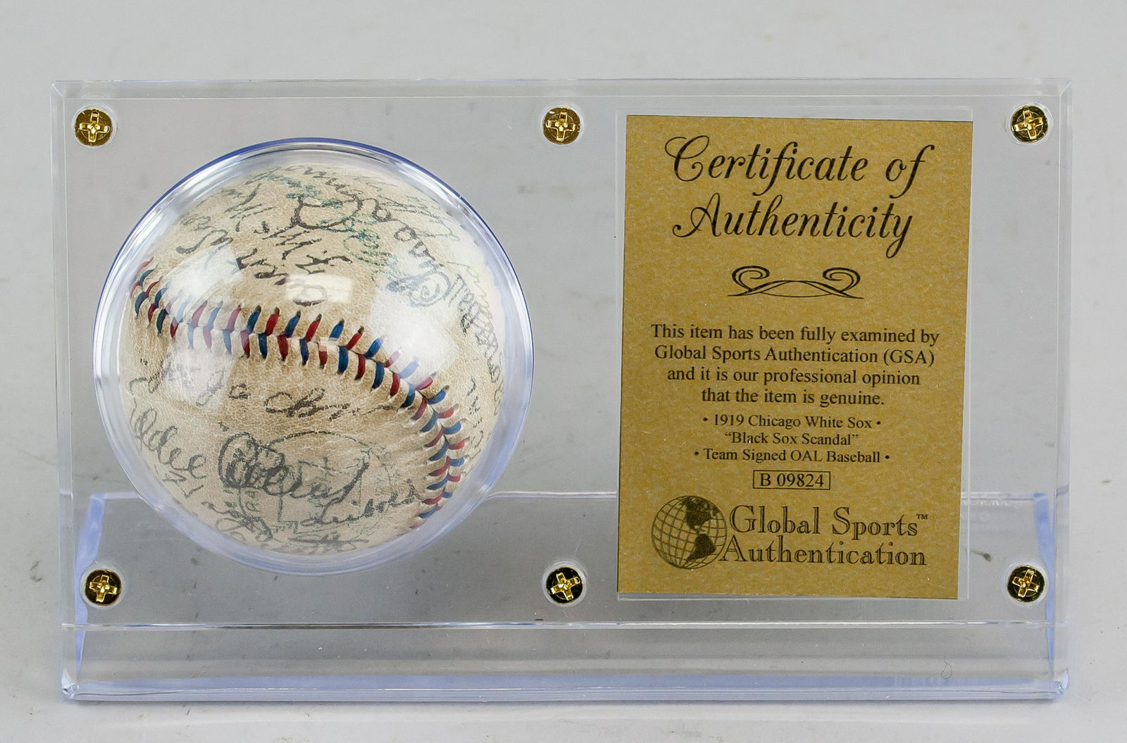 GSA Certified 1919 Chicago White Sox Signed Ball (1 of 5)