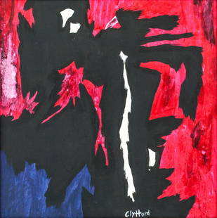 Clyfford Still American Abstract Oil on Canvas: Oil on canvas, framed. Featuring an abstract expressionist composition. Signed Clyfford on the lower edge. Attributed to Clyfford Still (1904-1980, American). 38 x 38 cm (15 x 15 inches). Framed