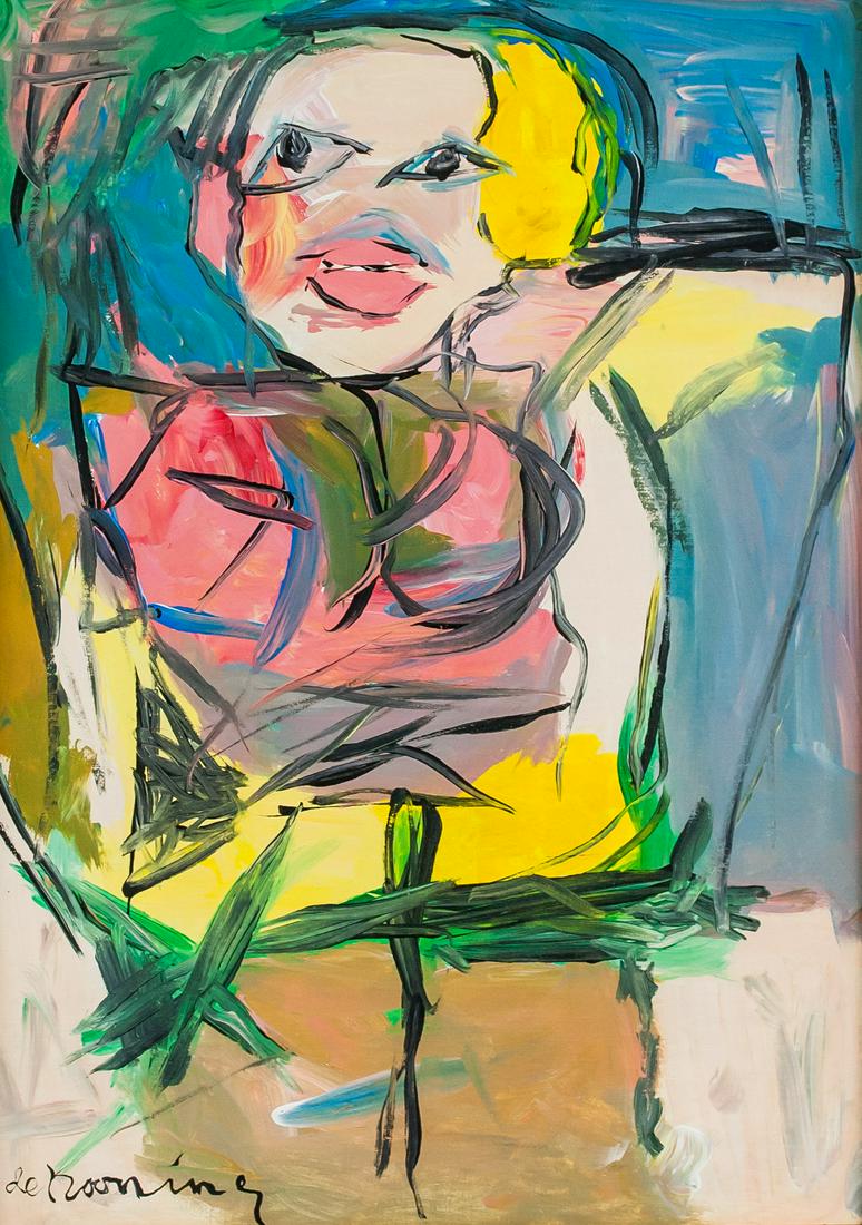 Willem de Kooning American Abstract Oil on Canvas: Oil on canvas, framed. Featuring a nude portrait. Signed de Kooning on the lower left corner. Attributed to Willem de Kooning (1904-1997, American). 53 x 38 cm (21 x 15 inches). PROVENANCE: Southern O