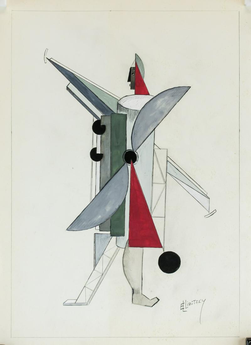 El Lissitzky Russian Suprematist Gouache on Paper (1 of 6)