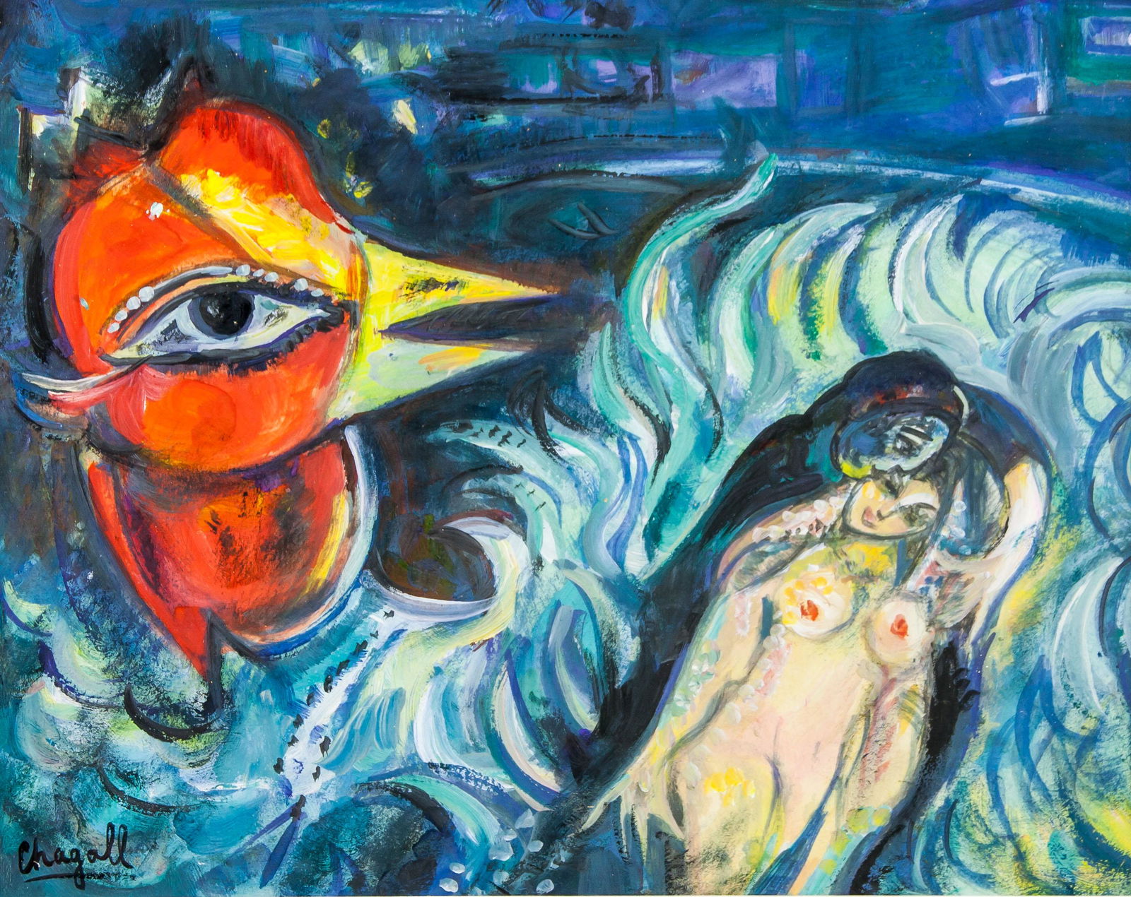 Marc Chagall Russian French Surrealist Gouache (1 of 7)