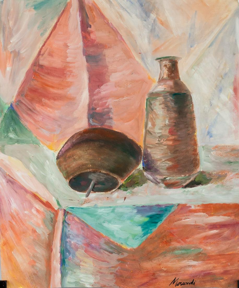 Giorgio Morandi Italian Modernist Gouache on Paper: Gouache on paper. Featuring a modernist still of vases. Signed Morandi on the lower right corner. Attributed to Giorgio Morandi (1890-1964, Italian). 50.5 x 42.5 cm (20 x 16.75 in). PROVENANCE: Southe