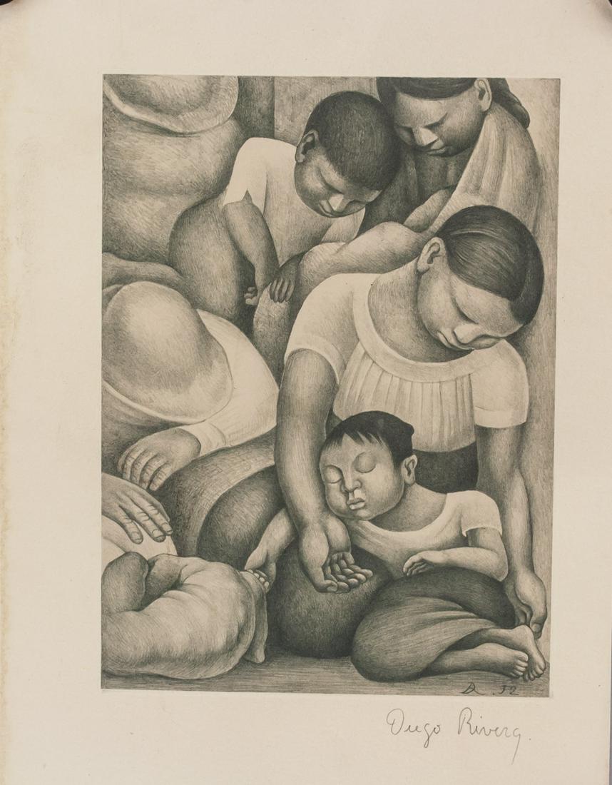 Diego Rivera Mexican Modernist Signed Litho Paper (1 of 6)