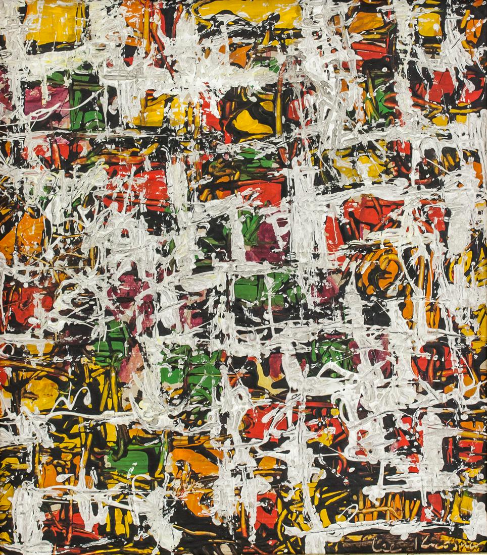 Lee Krasner American Abstract Oil on Canvas: Oil on canvas, framed. Featuring an abstract expressionist composition. Signed Lee Krasner on the lower right corner. Attributed to Lee Krasner (1908-1984, American). 45 x 39 cm (17.7 x 15.3 inches).