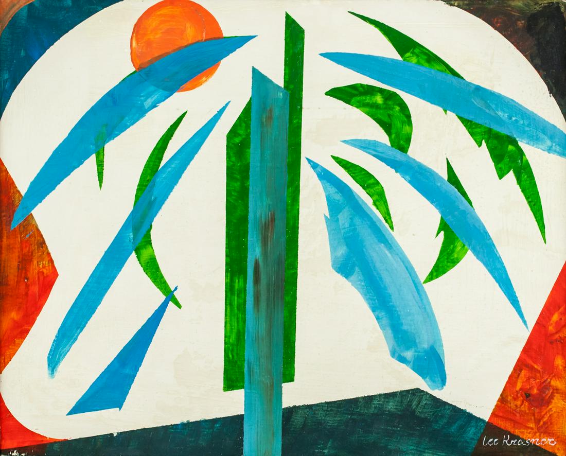 Lee Krasner American Abstract Oil on Canvas: Oil on canvas, framed. Featuring an abstract landscape composition scene. Signed Lee Krasner on the lower right corner. Attributed to Lee Krasner (1908-1984, American). 38 x 47 cm (15.0 x 18.5 inches)