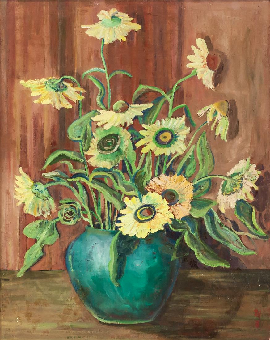 Lu Sibai 1905-1973 Chinese Oil on Board Provenance (1 of 7)