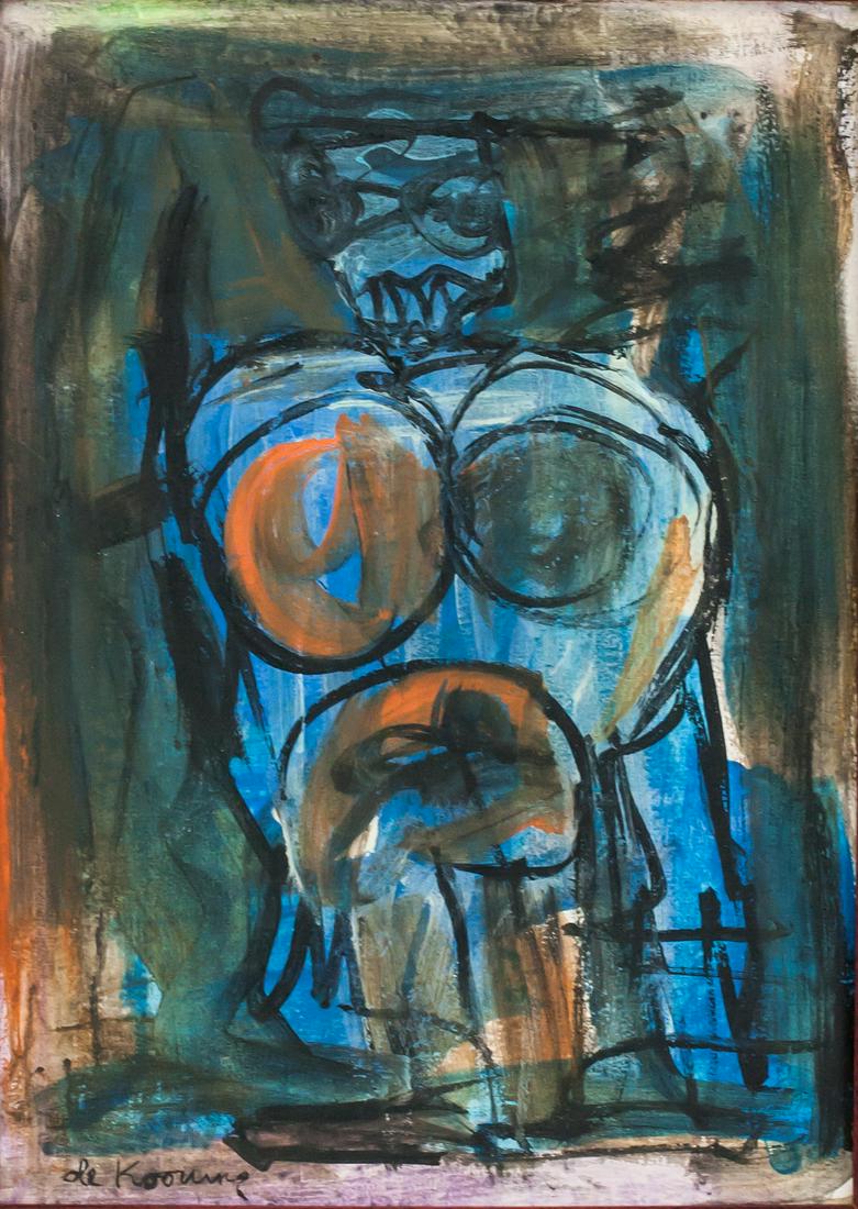 Willem de Kooning American Abstract Oil on Canvas: Oil on canvas, framed. Featuring a nude. Signed de Kooning on the lower left corner. Attributed to Willem de Kooning (1904-1997, American). 48.5 x 35 cm (19.25 x 13.75 in), Frame: 55 x 41 cm (21.5 x 1