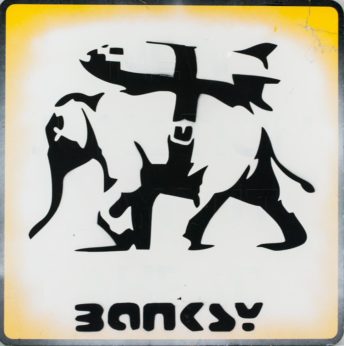 Banksy British Pop Painted Reflective Sign (1 of 8)