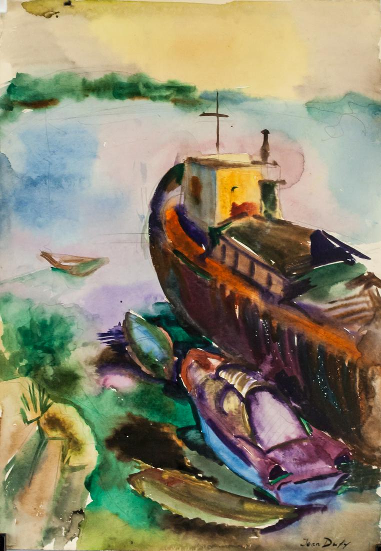 Jean Dufy French Art Deco Watercolor on Paper (1 of 6)