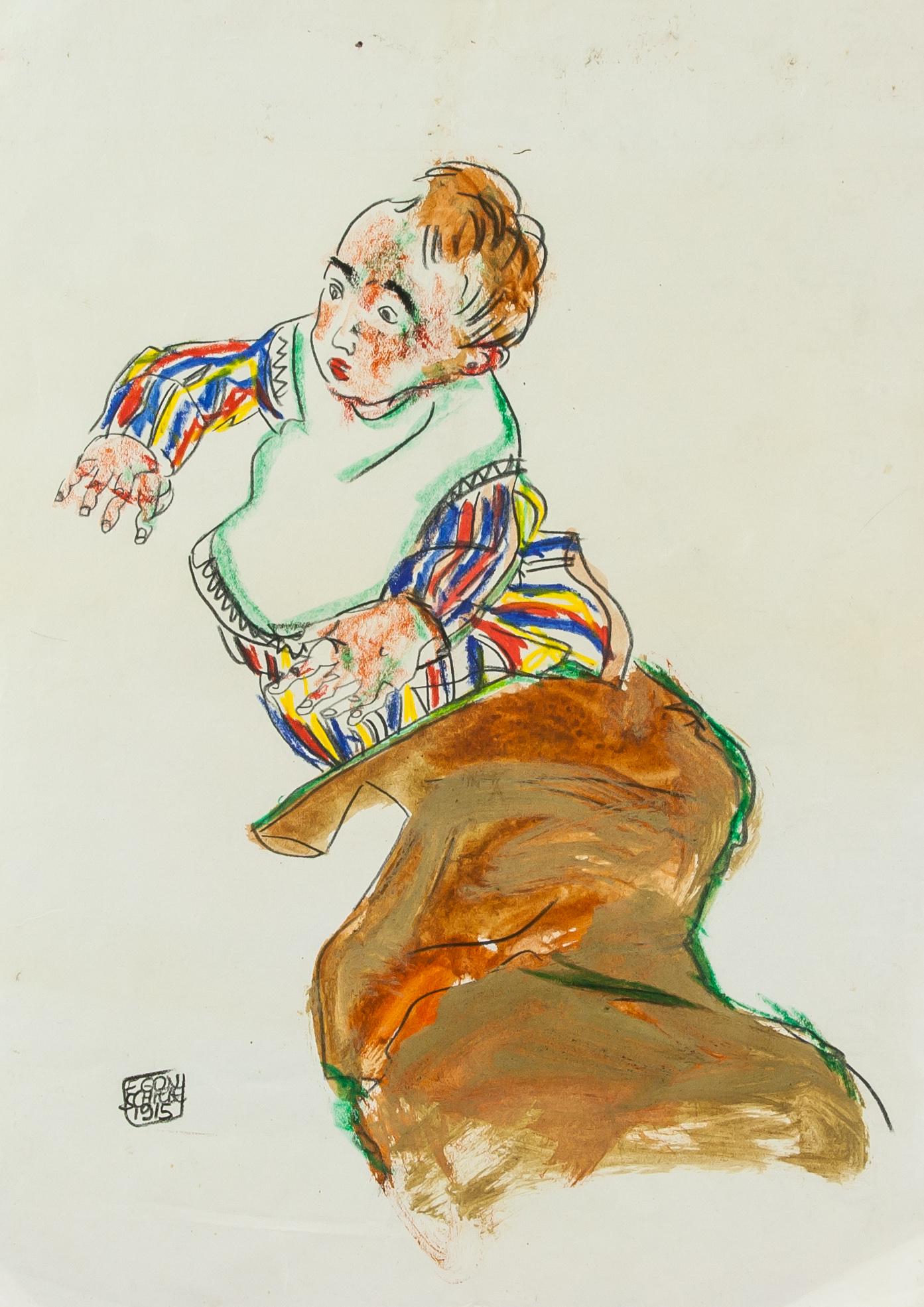 Egon Schiele Austrian Expressionist Tempera 1915 (1 of 5)