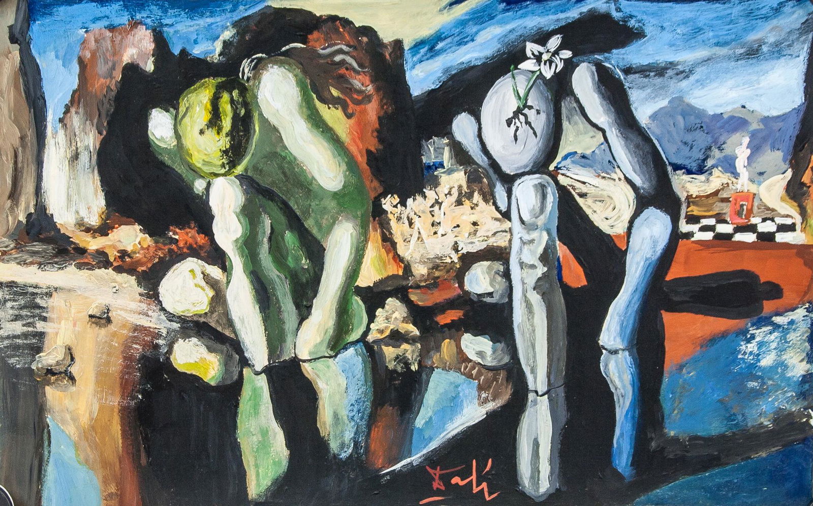 Salvador Dali Spanish Surrealist Tempera Paper (1 of 5)