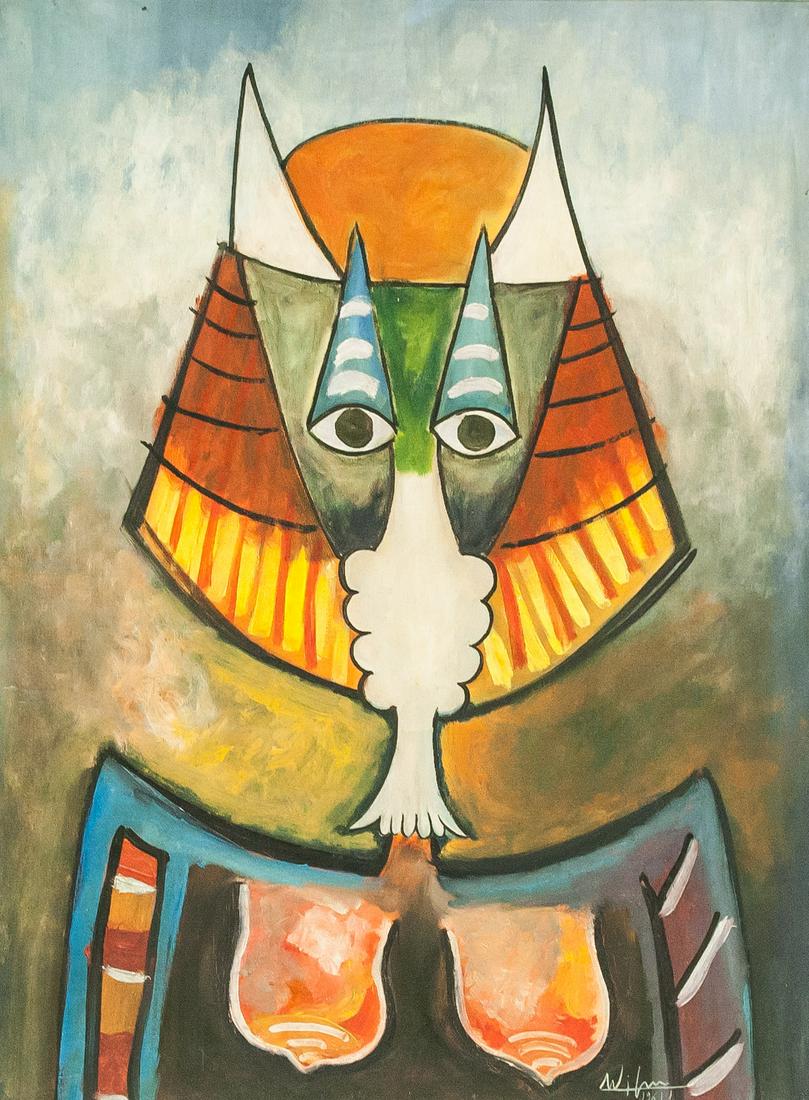 Wifredo Lam Cuban Surrealist Oil on Canvas (1 of 6)