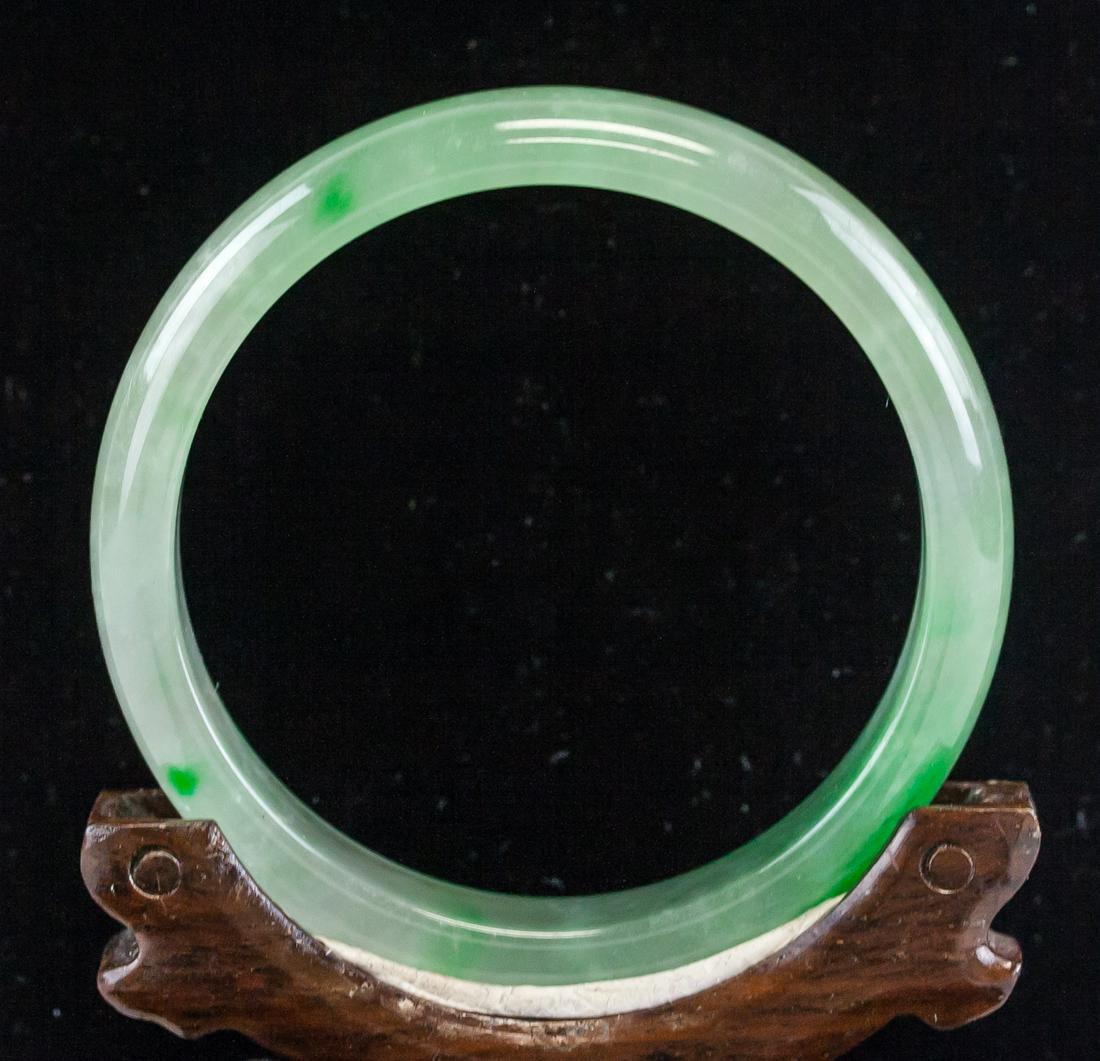 Burma Green Jadeite Carved Bangle (1 of 4)