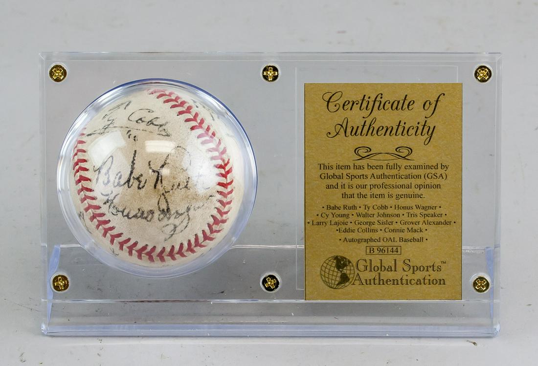 Autographed Baseball Babe Ruth, Cobb, Wagner et al (1 of 20)