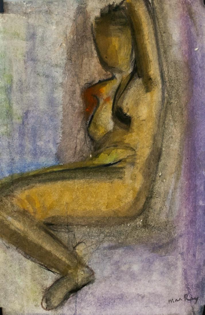 Man Ray American Modernist Pastel on Paper: Pastel on paper. Featuring nude portrait of woman. Signed "Man Ray" in the bottom right corner. Attributed to Man Ray (1890-1976, American). 38 x 52 cm (15 x 20.5 in)