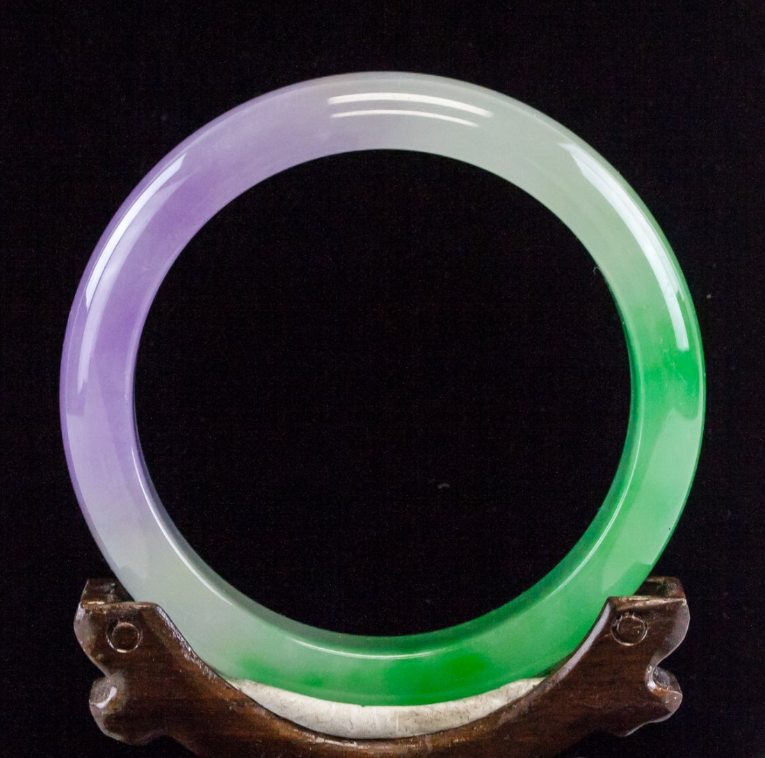 Chinese Two-toned Jade Carved Bangle (1 of 4)