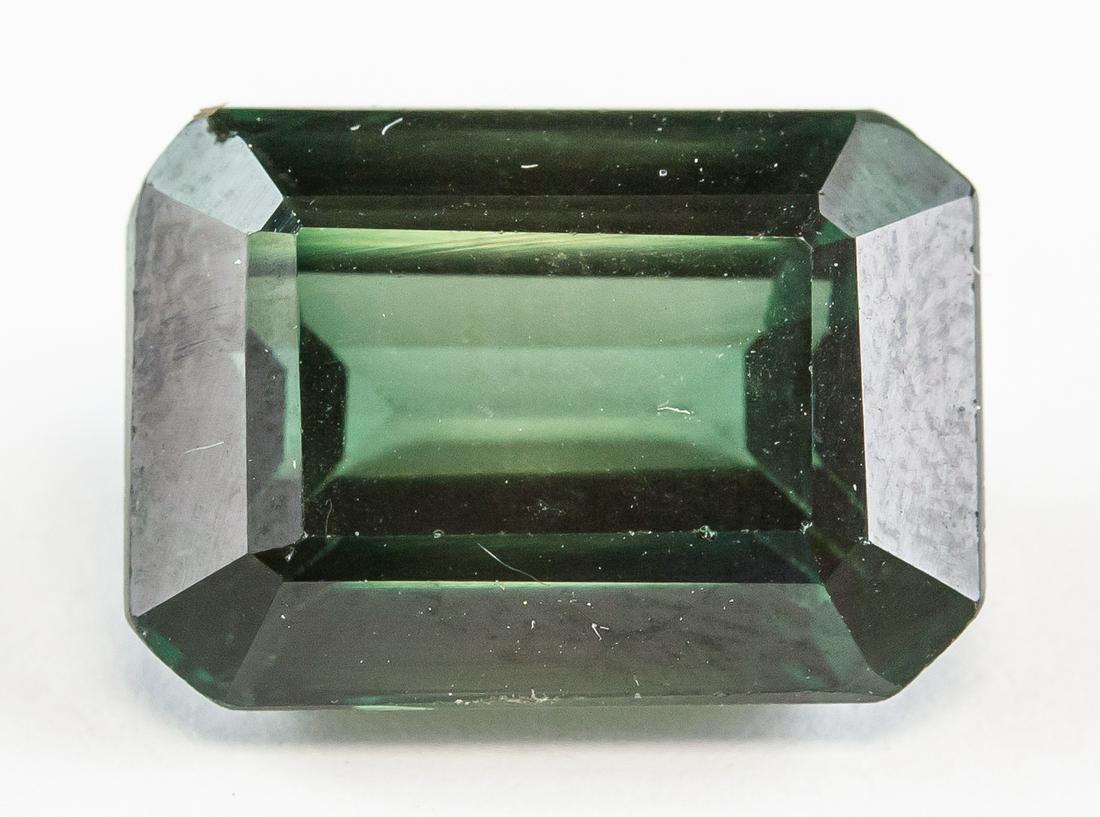 8.90ct Emerald Cut Green Sapphire Gemstone COA (1 of 4)