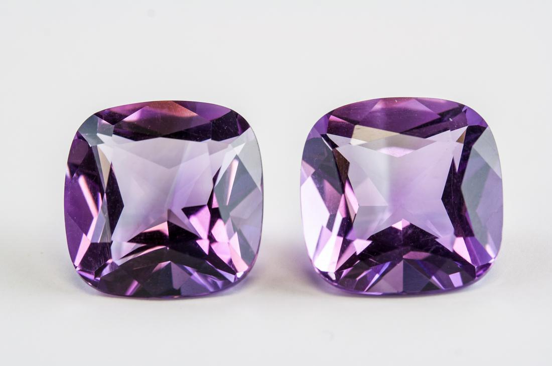29.70ct AAA Cushion Cut Purple Amethyst 2 PC (1 of 3)