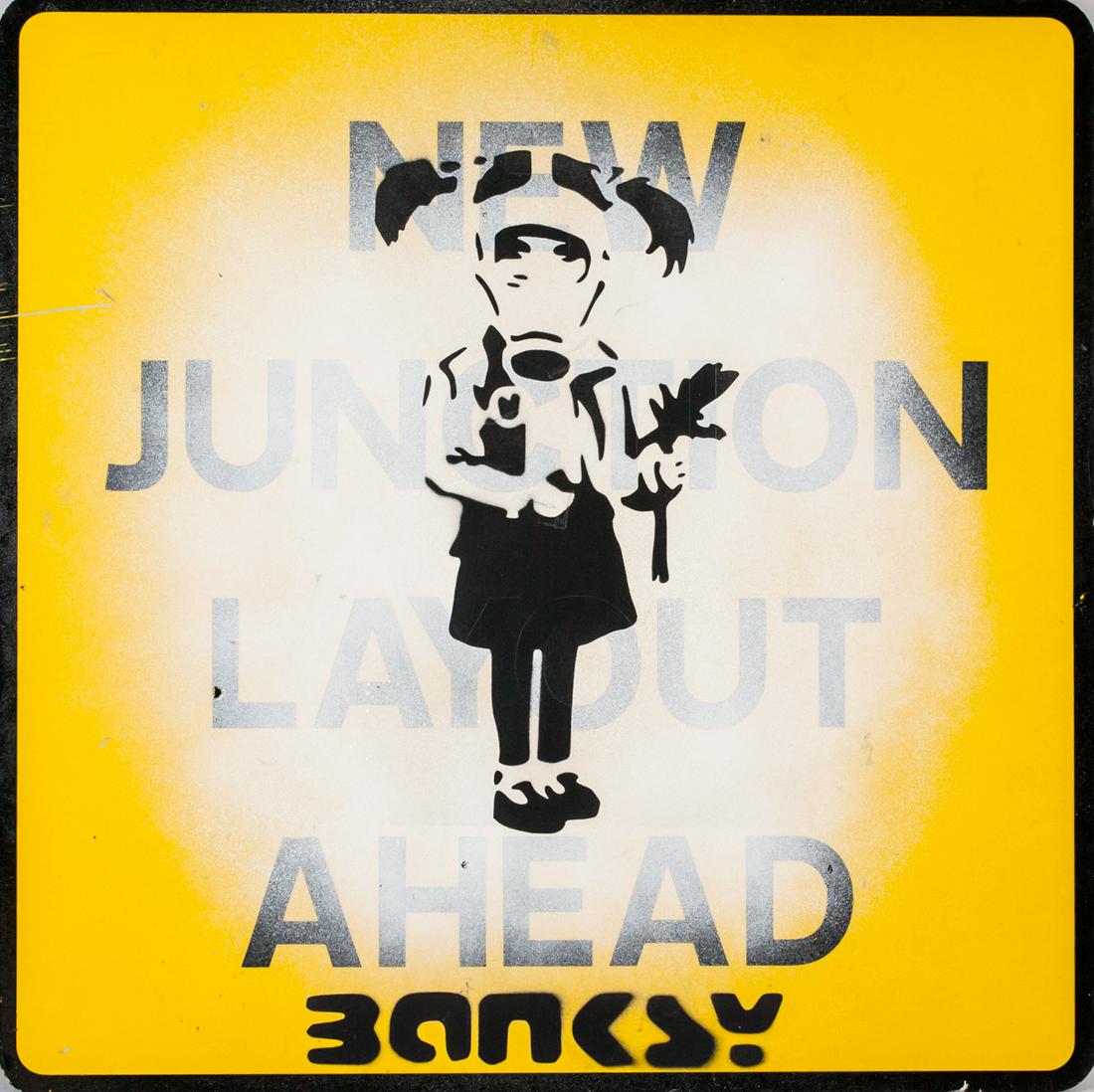 Banksy British Pop Painted Reflective Sign (1 of 7)