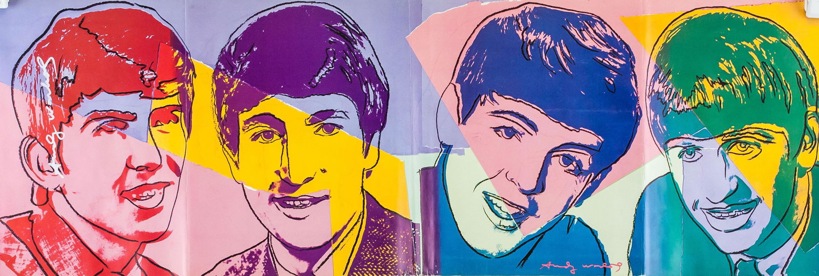 Andy Warhol American Signed Poster of Beatles COA