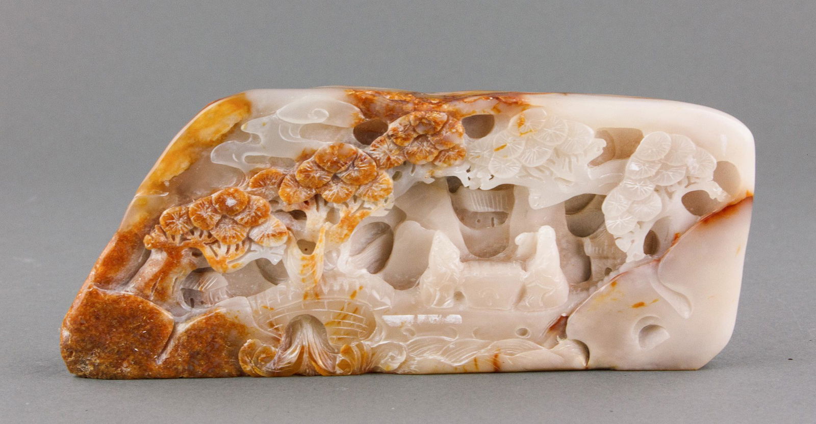 Chinese Fine Russet White Jade Carved Boulder (1 of 6)