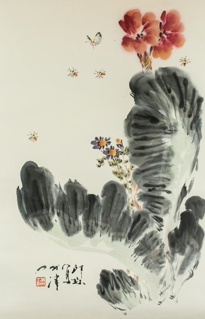 Xiao Lang 1917-2010 Chinese Watercolor Flower Roll (1 of 6)
