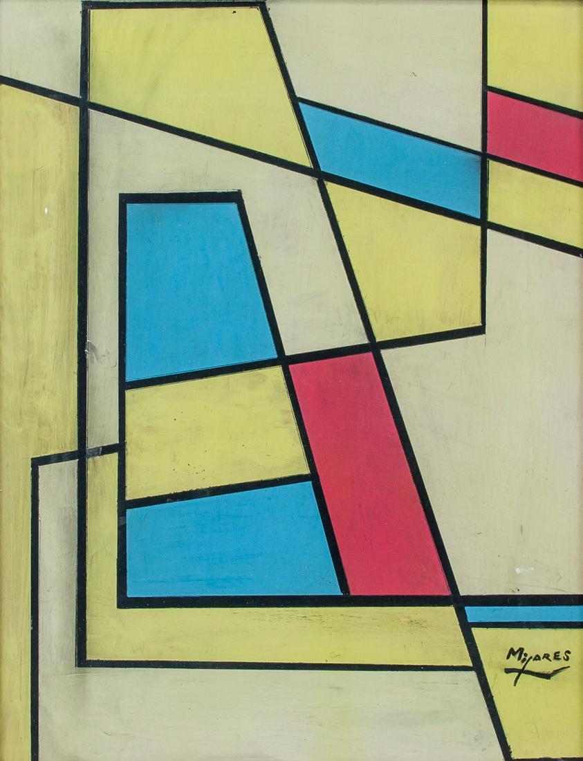 Jose Maria Mijares Cuban Mixed Media on Board: Mixed media on board, framed. Featuring an abstract expressionist composition. Signed Mijares on the lower right corner. Attributed to Jose Maria Mijares (1921-2004, Cuban). 36.5 x 28 cm (14.5 x 11 in