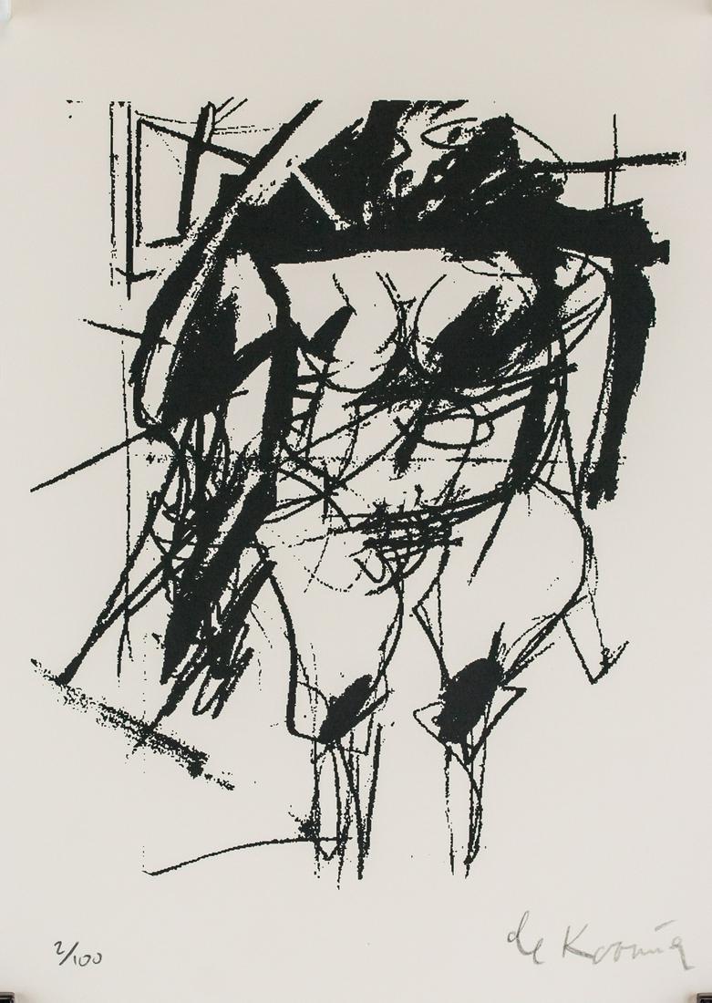 Willem de Kooning US Signed Litho 2/100 GOLDWIN: Lithograph on paper. Featuring an abstract nude figure. Signed de Kooning and inscribed 2/100 on the lower right and lower left corner, respectively. Inscribed VII and stamped GOLDWIN ART INC. on vers