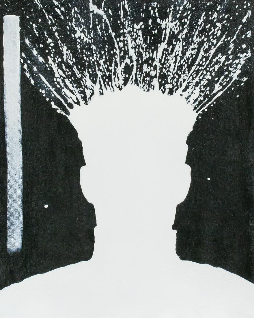 Canadian Acrylic Shadowman Canvas Signed Illegibly (1 of 6)