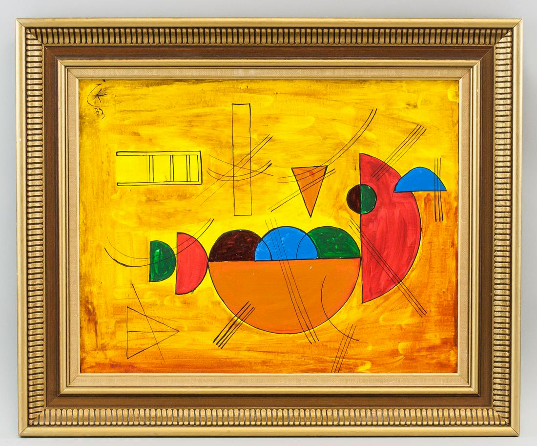 Russian Oil on Canvas Abstract Signed Illegibly (1 of 5)