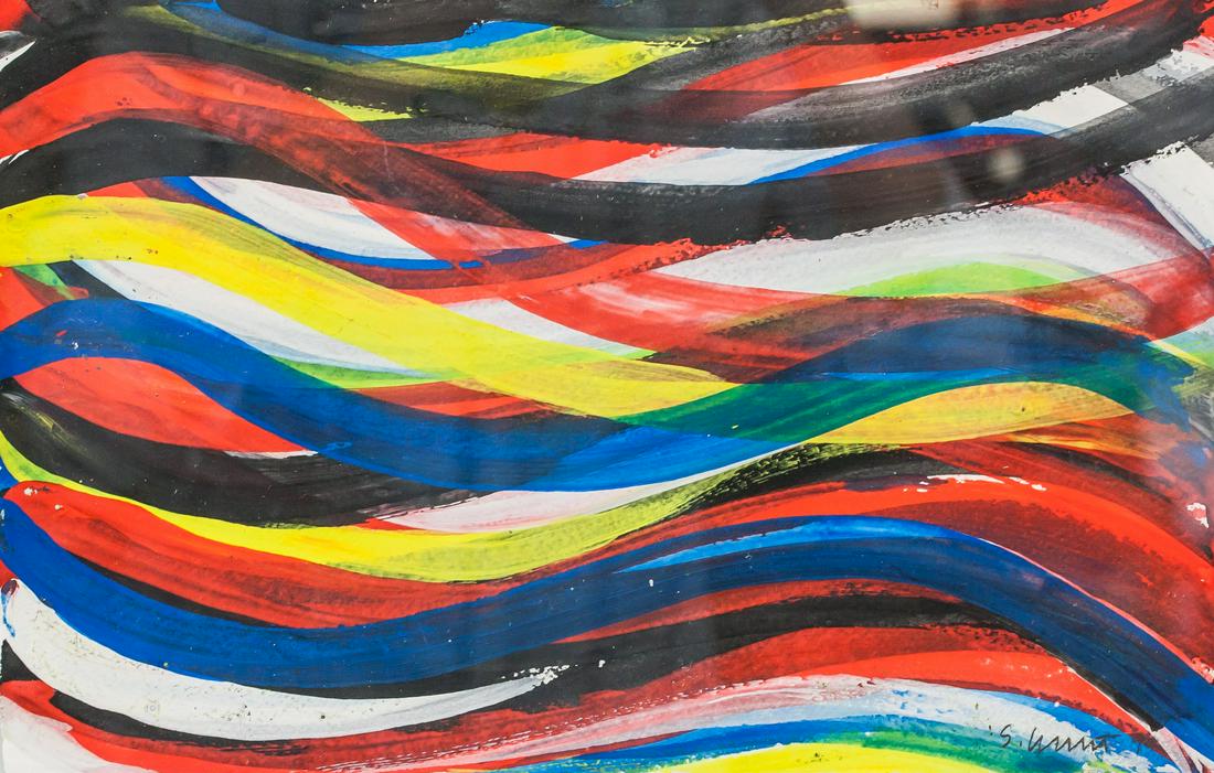 Sol Lewitt American Modernist Acrylic on Paper '94 (1 of 6)