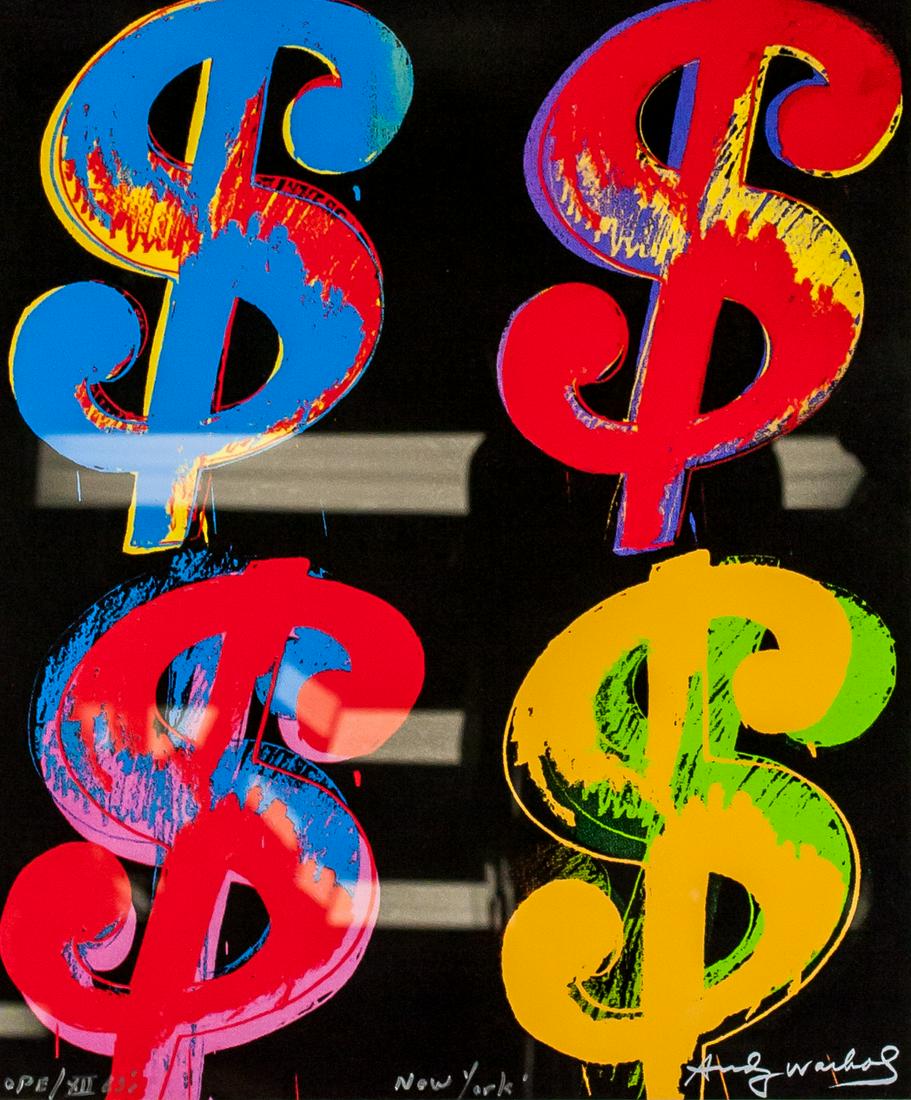 Andy Warhol Ltd. Ed Silkscreen (4$ Signs) Signed (1 of 7)