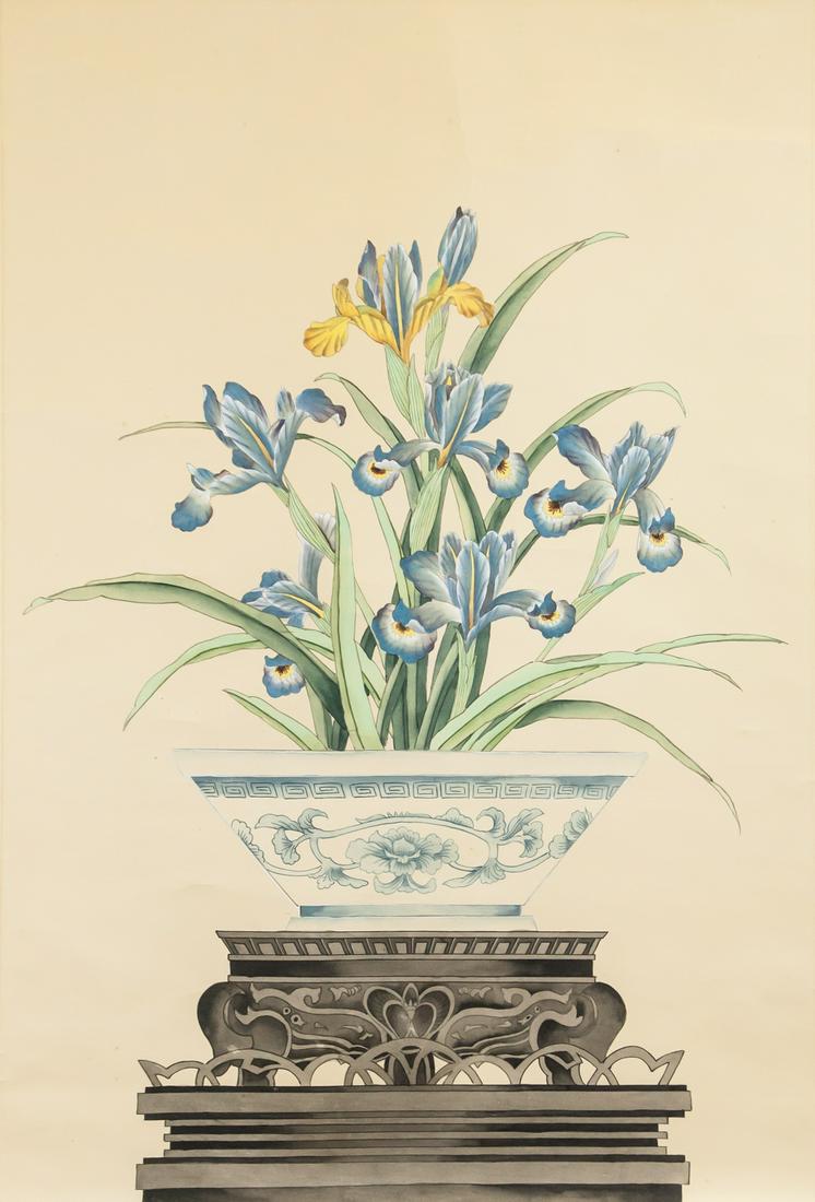 Chinese Watercolor Orchid Scroll (1 of 4)