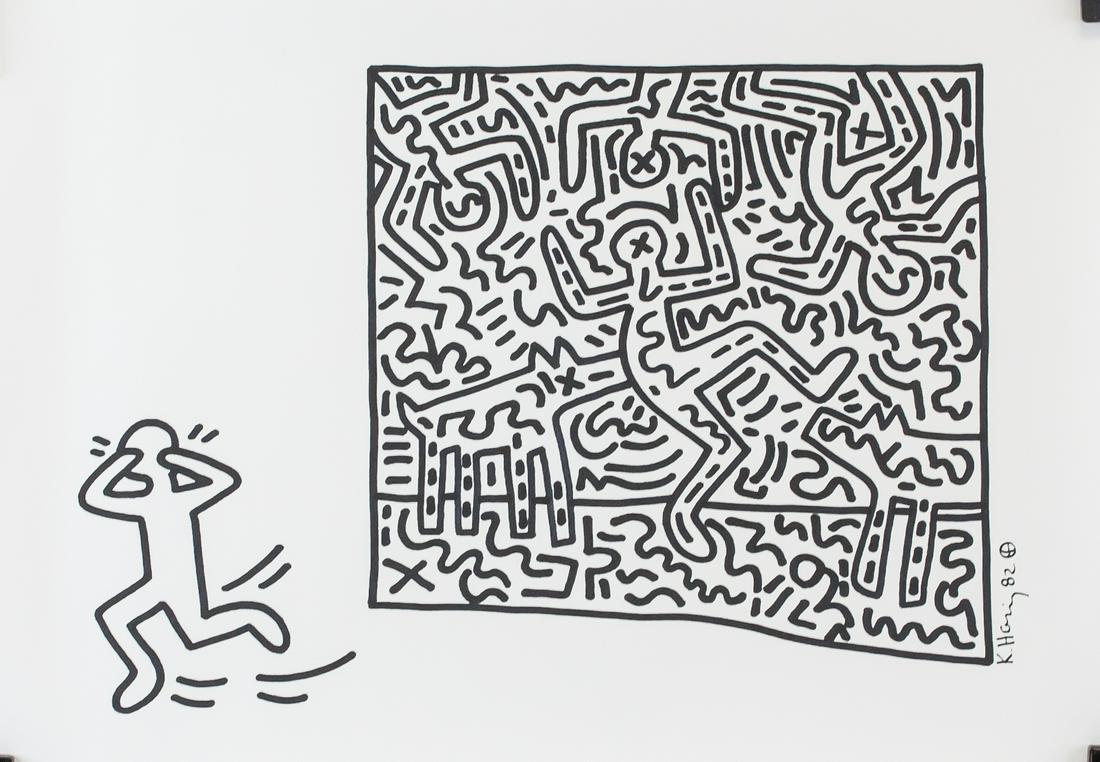 Keith Haring American Pop Mixed Media on Paper '82 (1 of 5)