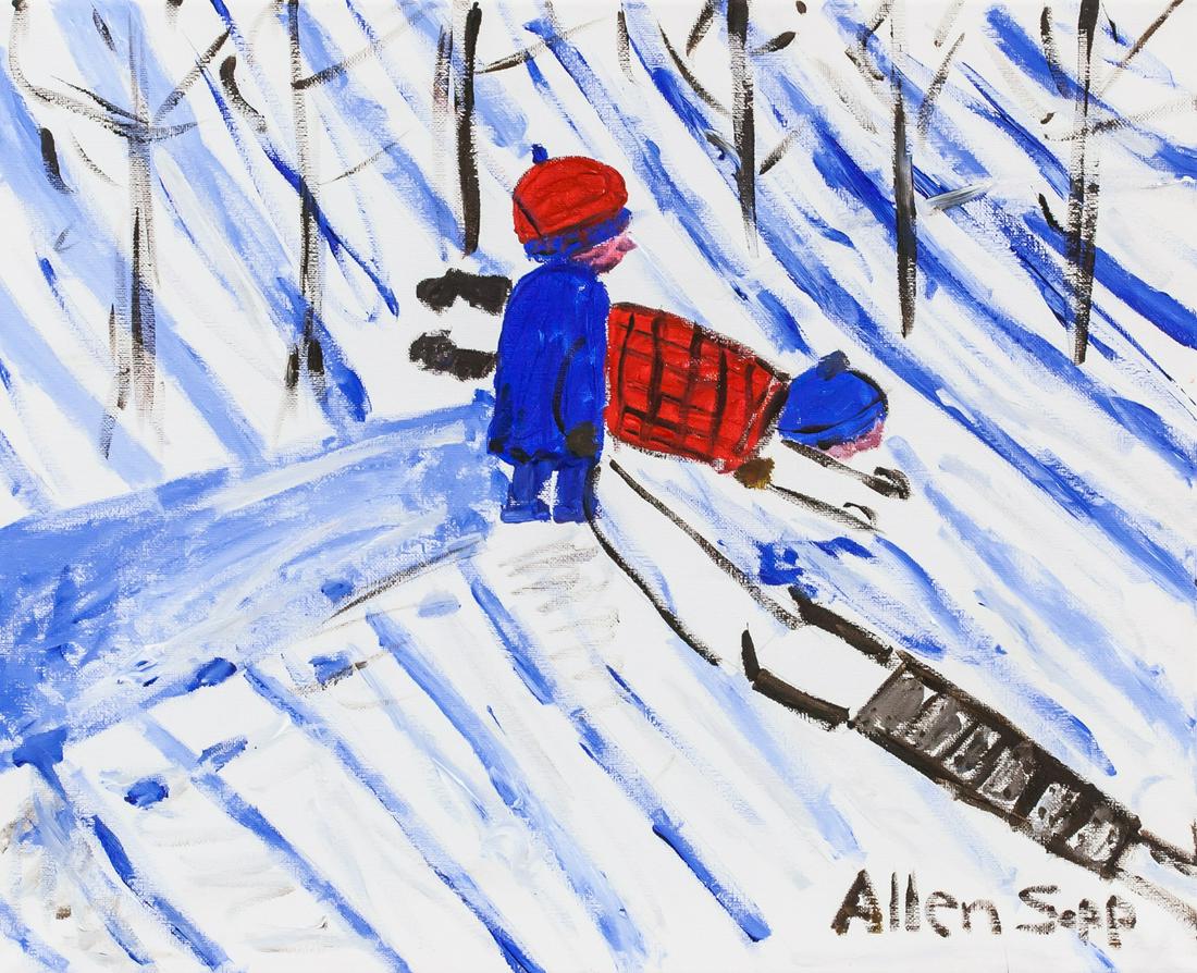 Allen Sapp Canadian Acrylic Canvas Sketch 2 Boys (1 of 8)