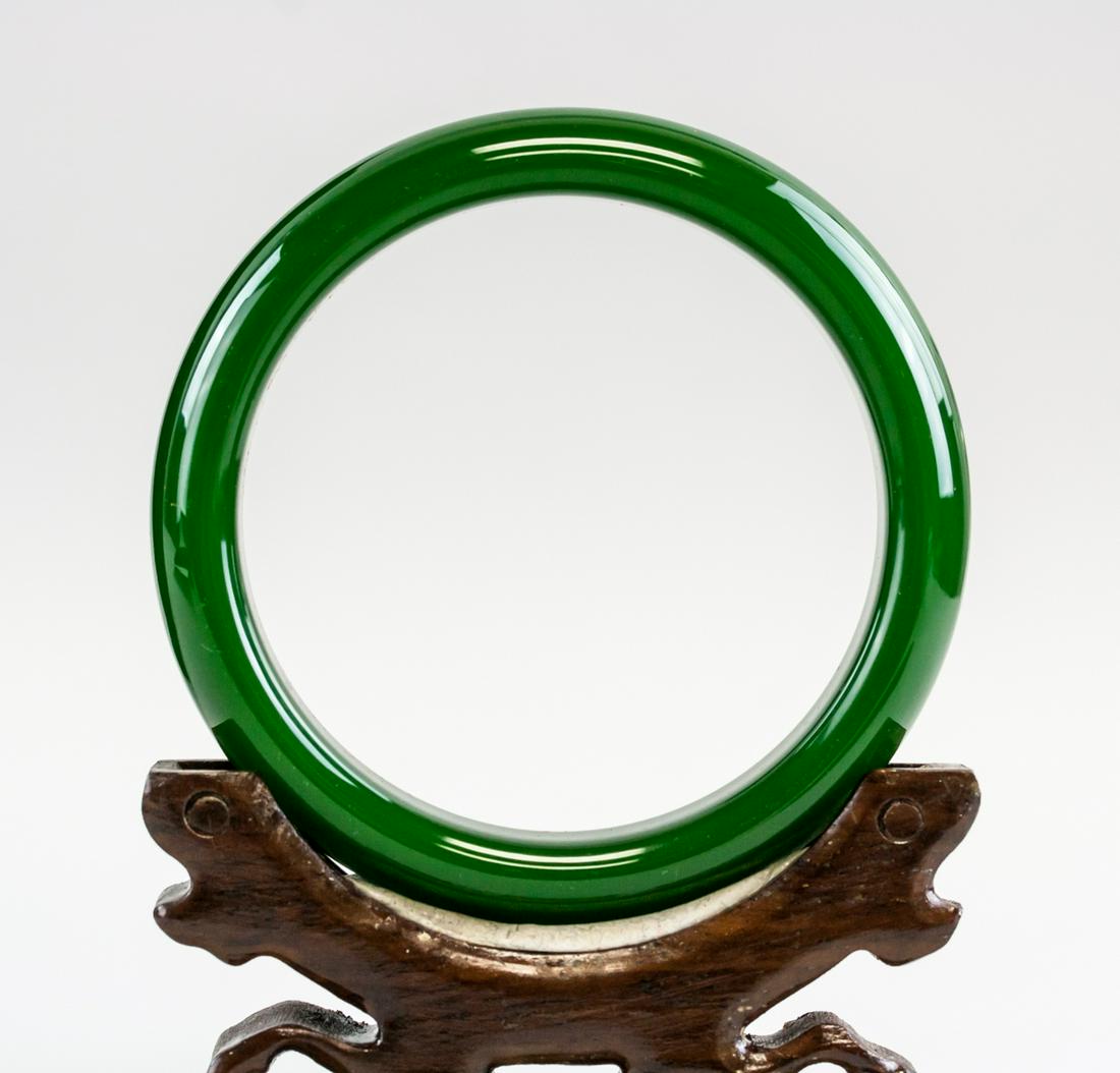 Chinese Green Hardstone Carved Bangle (1 of 4)