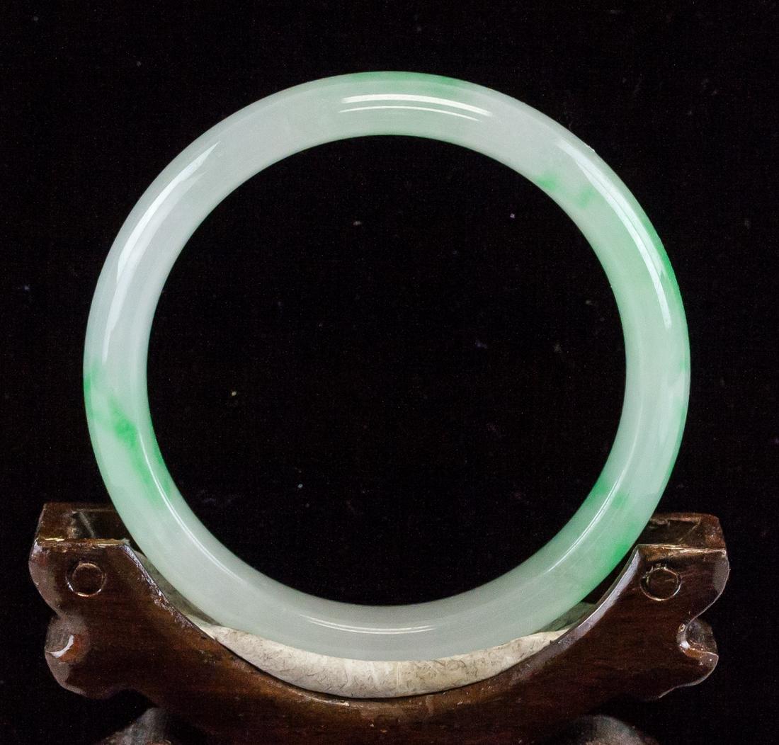 Burma Mixed Tone Jadeite Carved Bangle AIGL COA (1 of 5)