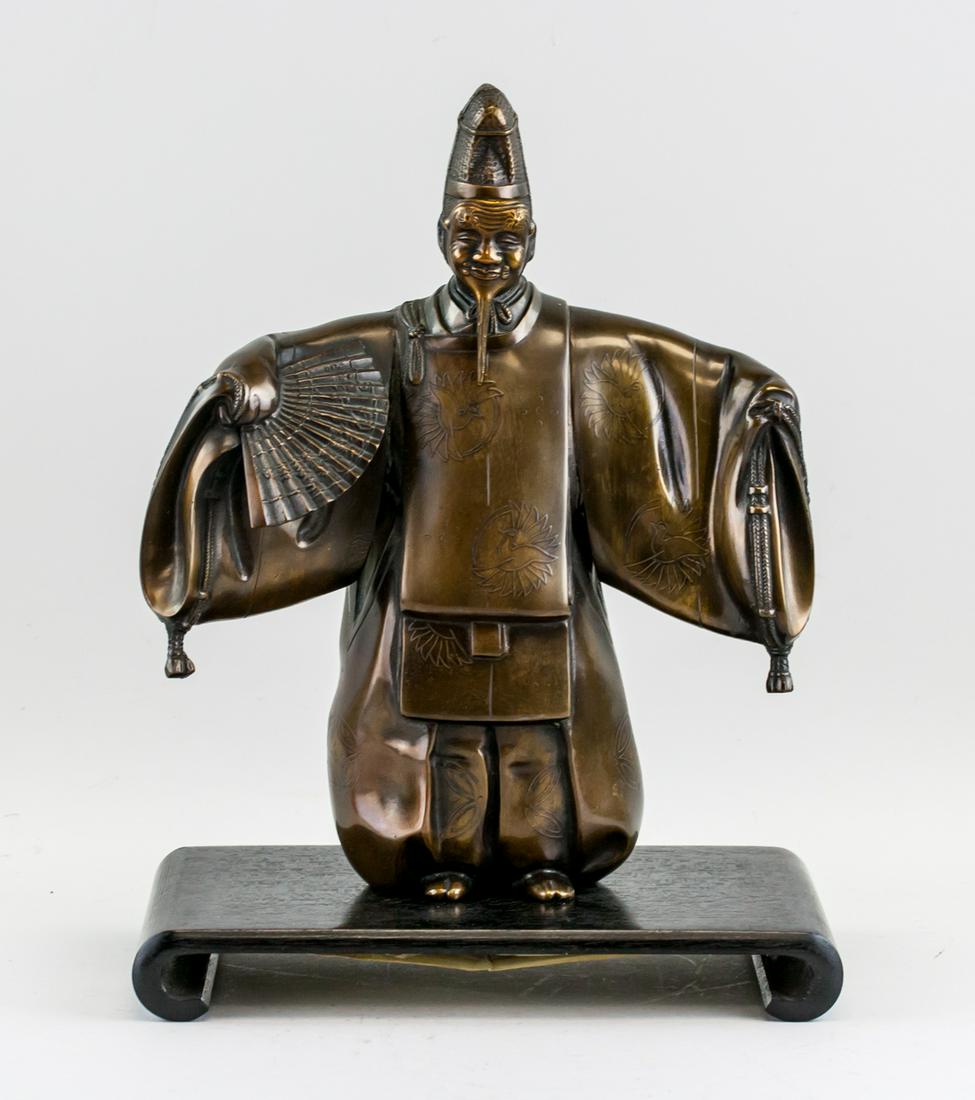 Japanese Bronze Cast Okina Statue Signed Shuzan (1 of 11)