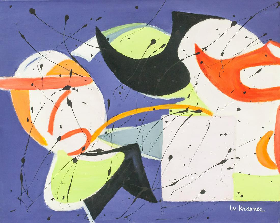Lee Krasner American Abstract Oil on Canvas: Oil on canvas. Featuring abstract composition. Signed "Lee Krasner" in the bottom right corner. Attributed to Lee Krasner (1908-1984, American). 40 x 50 cm (16 x 20 inches). Provenance: This lot carri