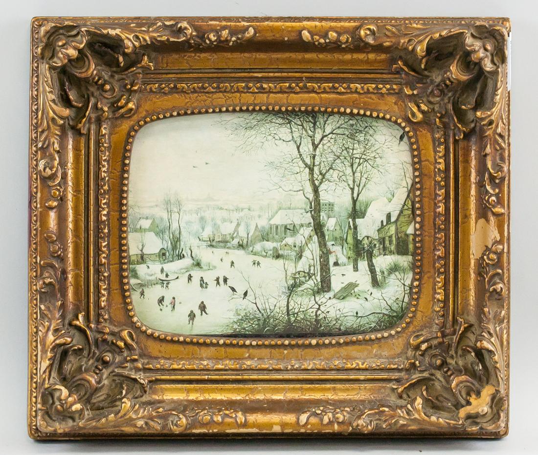 European Lithograph Winter Landscape Scene (1 of 6)