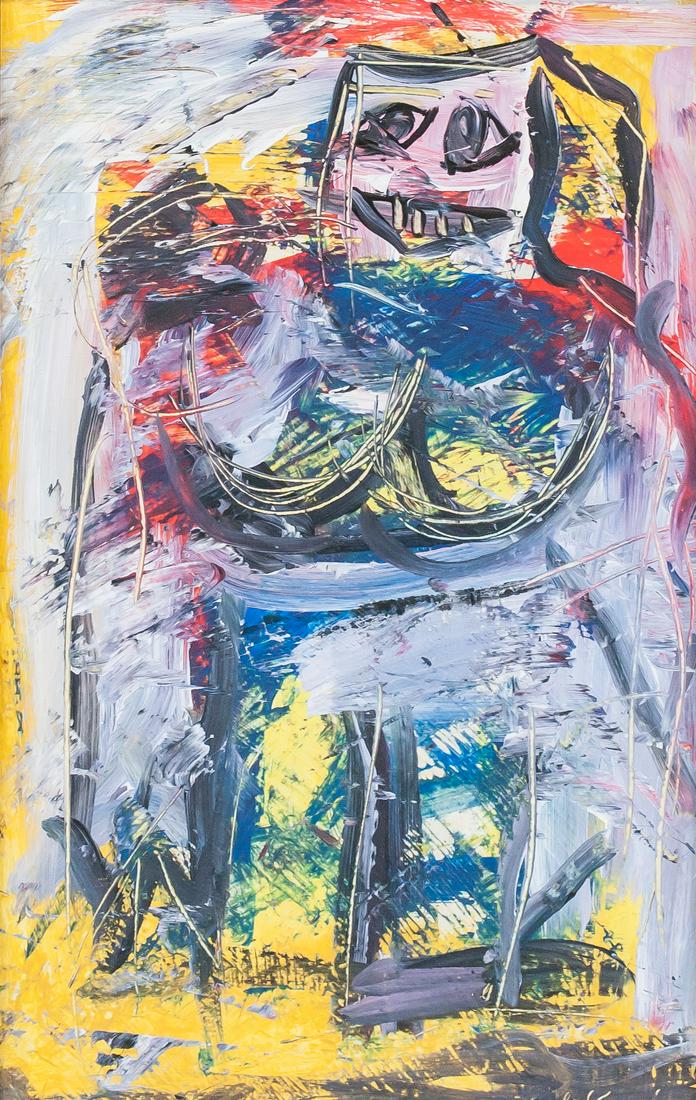 Williem de Kooning Dutch American Oil on Canvas: Oil on canvas, framed. Featuring abstract expressionist portrait, nude. Signed "de Kooning" in the bottom right corner. Attributed to Williem de Kooning (1904-1997, Dutch-American). 55 x 34 cm (21.5 x