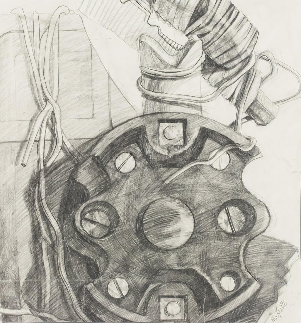 Rene Magritte Belgian Surrealist Pencil on Paper: Pencil on paper. Featuring surrealist composition. Signed "Magritte" in the bottom right corner. Attributed to Rene Magritte (1898-1967, Belgian). 39 x 37 cm (15.25 x 14.75 in). Provenance: This lot c