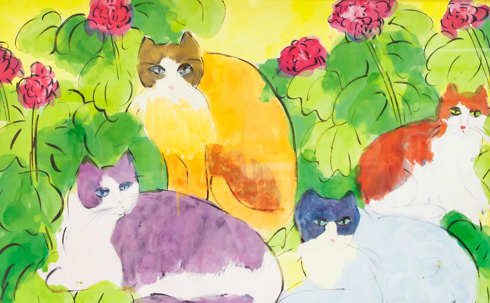 Walasse Ting Chinese-American Print on Paper Cats (1 of 7)