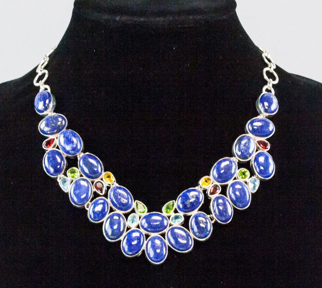 230 Ct Blue Lapis Lazuli Necklace with Gemstones (1 of 5)