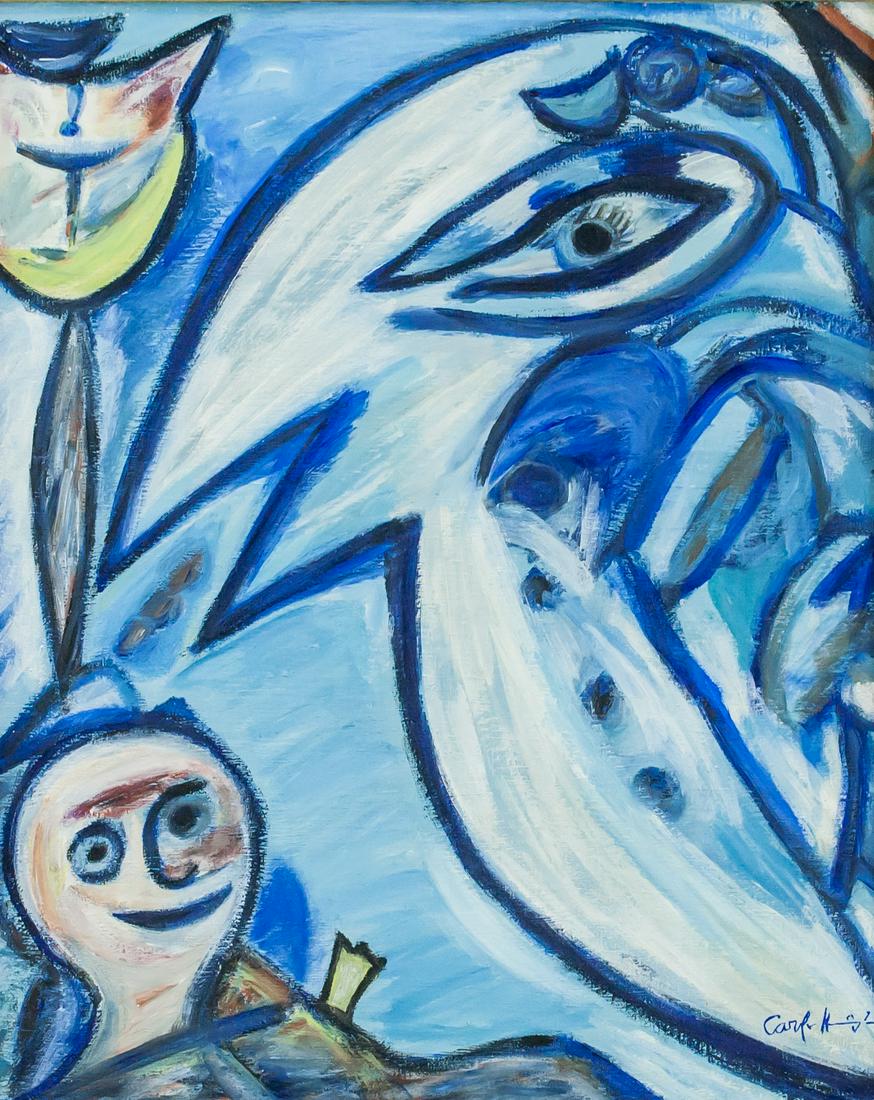 Carl Henning Pedersen Danish COBRA Oil on Canvas (1 of 5)