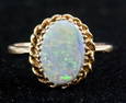 14K Gold Oval Shaped Opal Ring