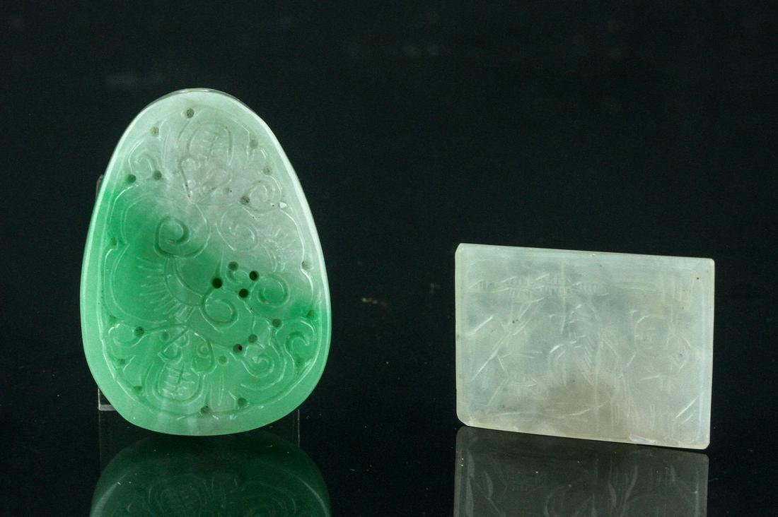 Chinese Green Jade Carved Pendants 2 Assorted (1 of 5)