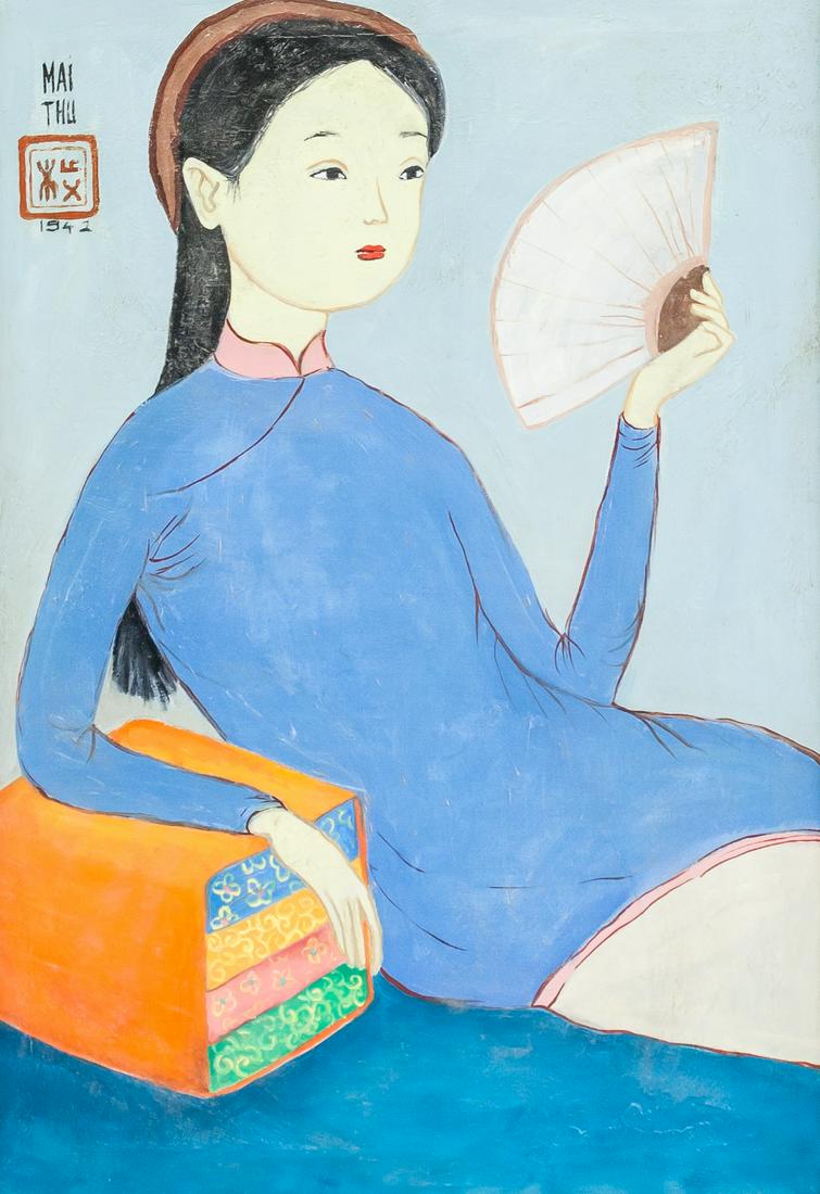 Mai Trung Thu Vietnamese-French Oil on Canvas (1 of 8)